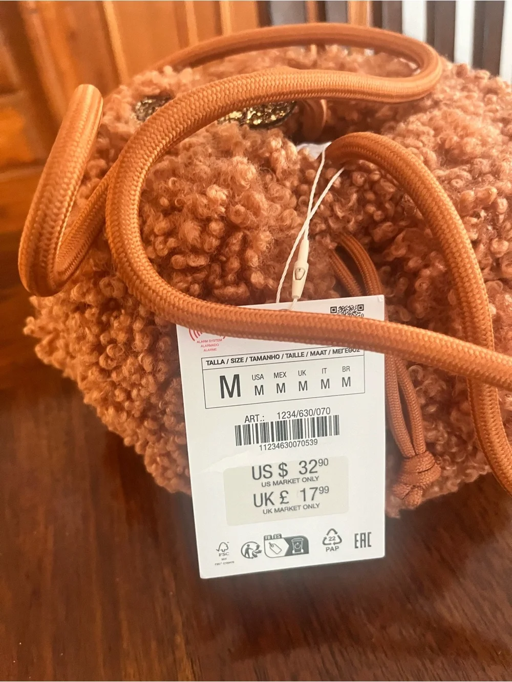 New With Tags! Zara Kids Fleece Pumpkin Jack-o-Lantern Bag Halloween Purse